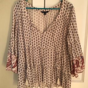 American Eagle flowy blouse with tassels